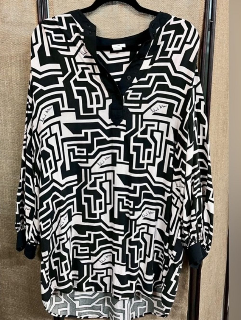Richard Allen x H&M Women's 10 Black and White Geometric Pattern Dress